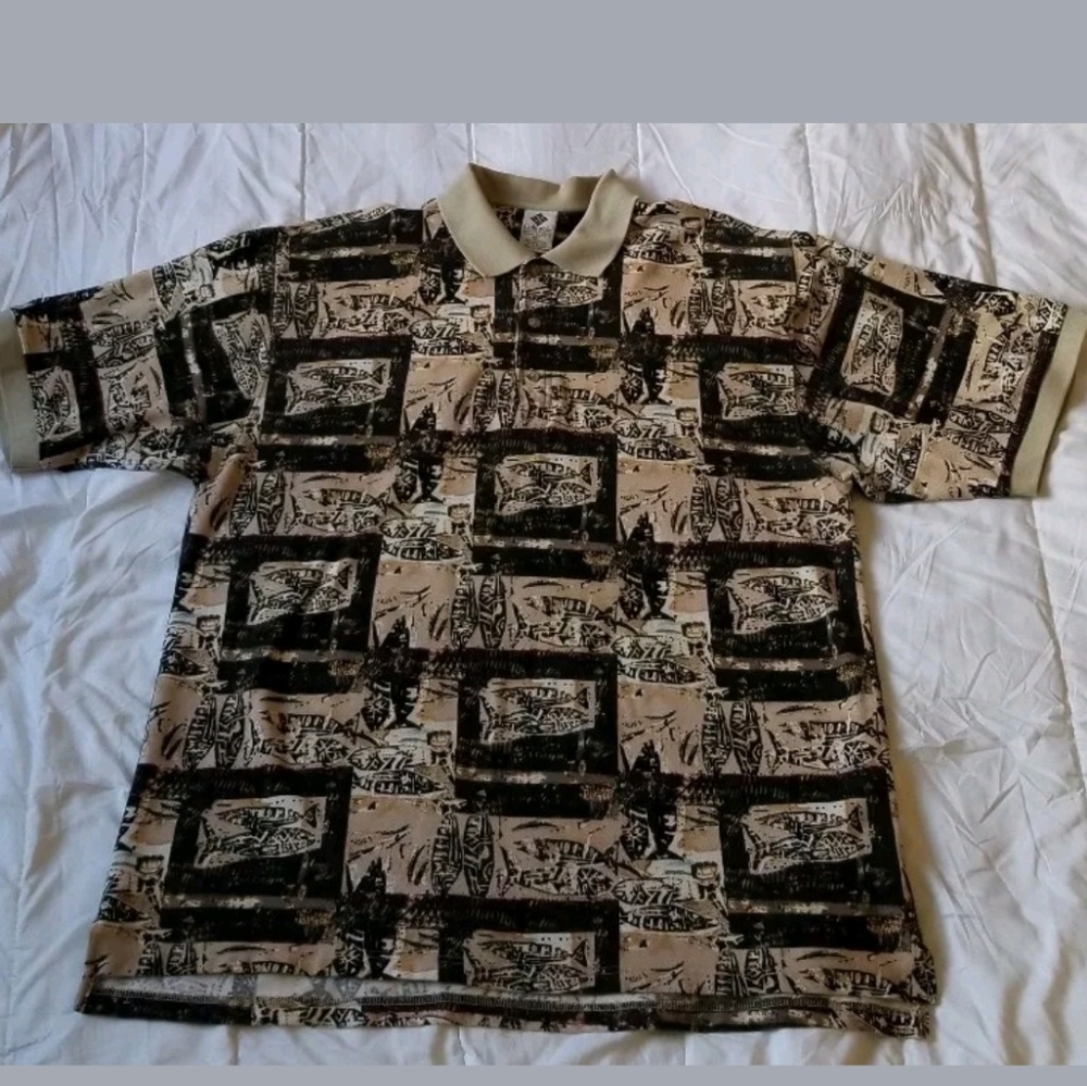 COLUMBIA Vintage MEN'S 100% COTTON POLO FISHING